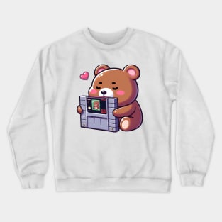 Cute retro video game lover bear Kawaii Crewneck Sweatshirt